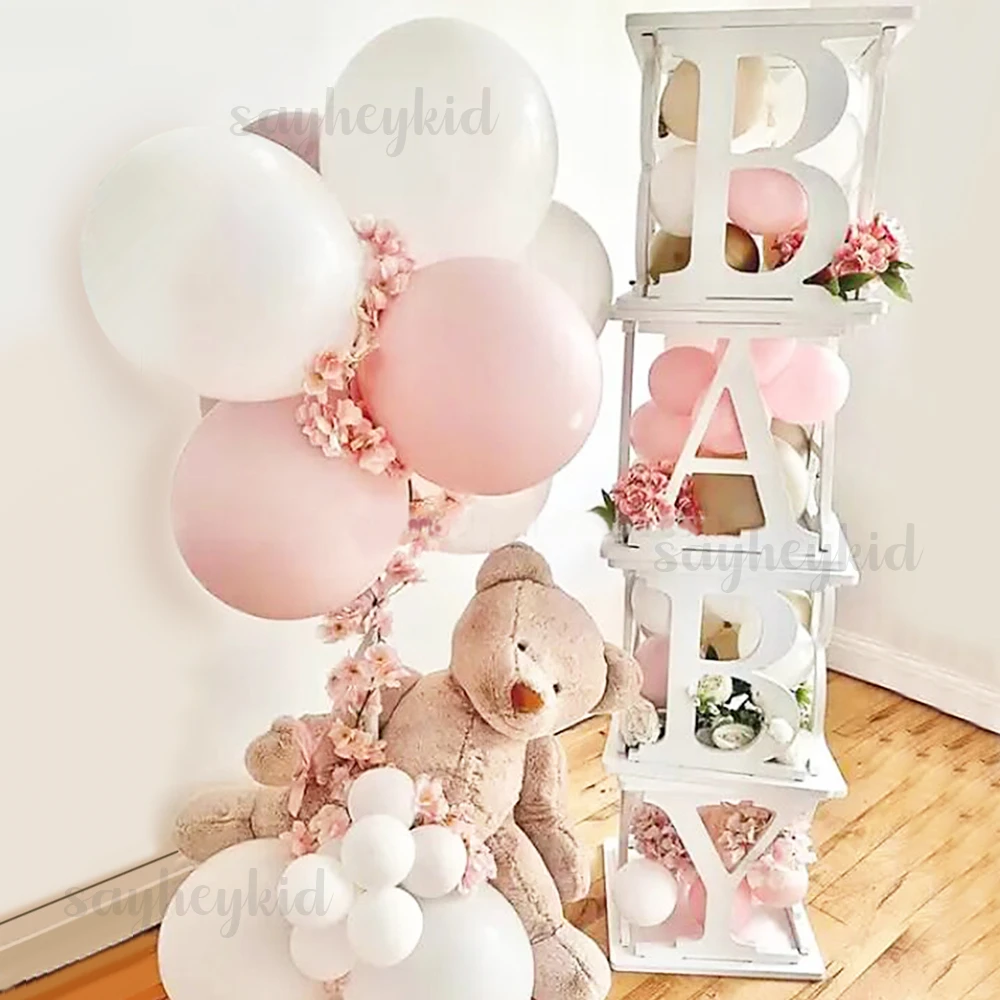 White Letters Balloon Box Baby Shower Wedding One Two Girl Boy Birthday  Gender Reveal DIY Party Decorstions Photo Prop - AliExpress, image size:1000x1000