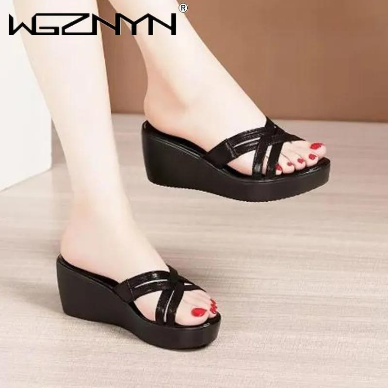 

Fashion Platform Slippers Women Peep Toe Shoes Summer Sandals 2023 High Heels Wedges Slippers Ladies Slides Office Beach Slipper