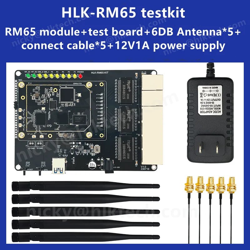 

Hi-Link New OPENWRT Gigabit Hotspot MTK MT7981B+MT7976C+MT7531A HLK-RM65 WiFi 6 AX3000 Router Module Dual band 2.4G+5.8G testkit