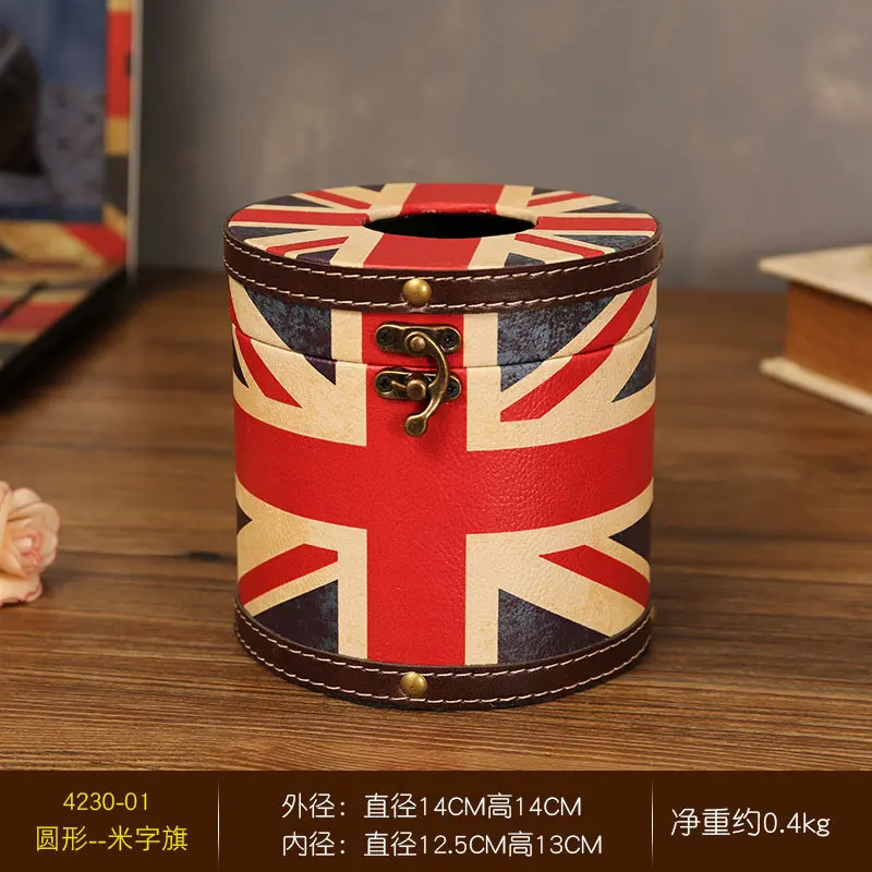 Large Cylindrical Rice Flag Roll Tissue Box European Creative Home Retro Napkin Box Car Napkin Holder Car Tissue Holder 6