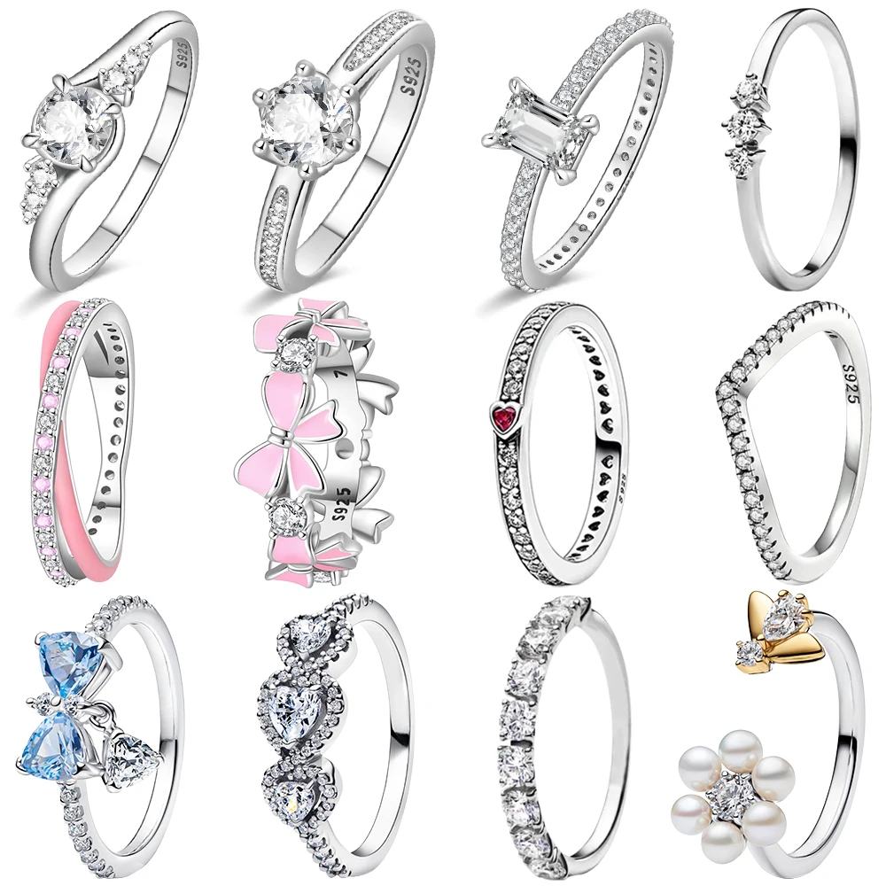 Sparkling Solitaire Elegant Ring 925 Silver Pink Wedding Cut Stone ...