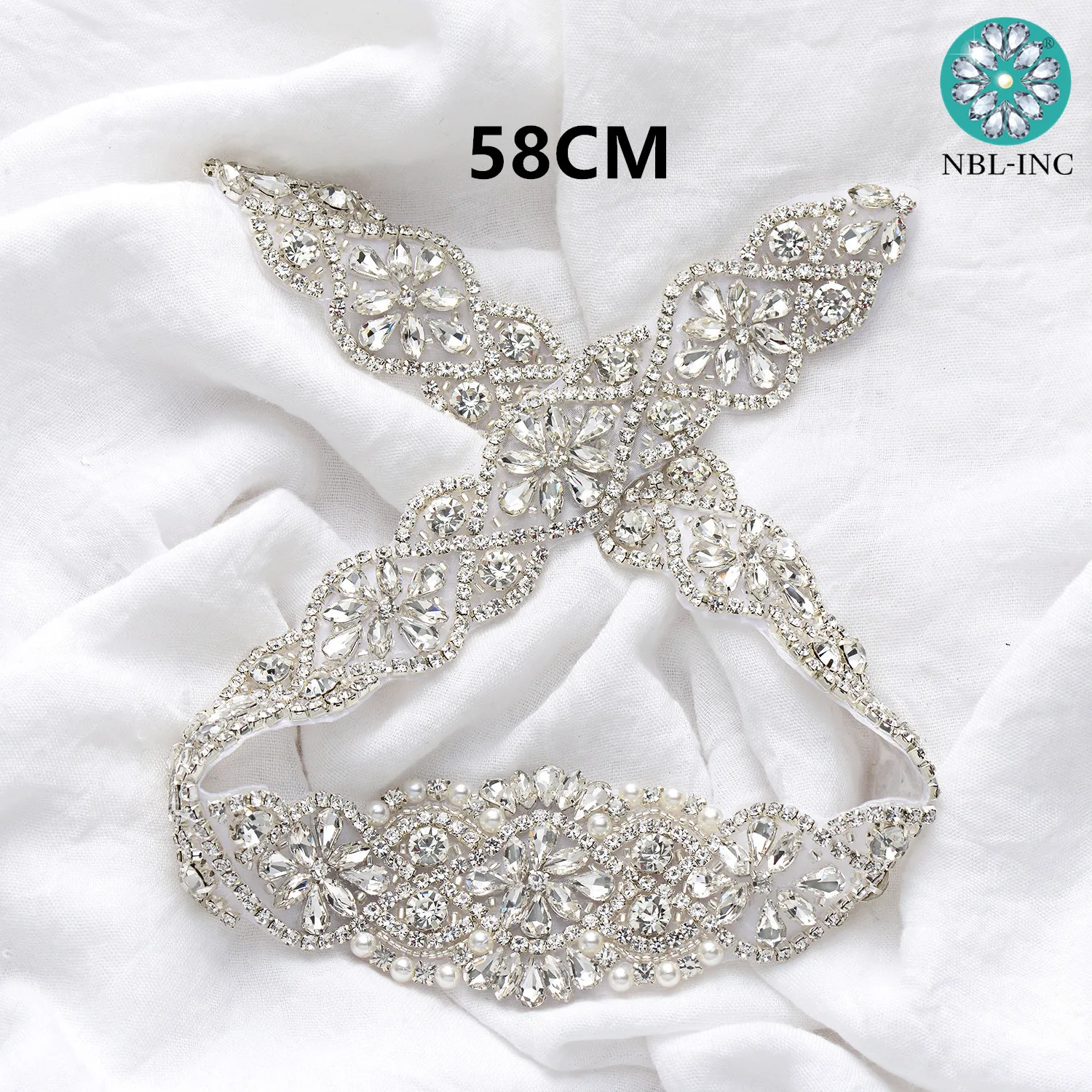 Rhinestones bridal silver Crystal Applique Gold patch beaded Iron on Applique trim for wedding dress sewing 1PC