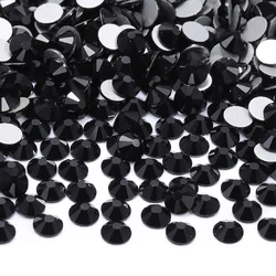 High - Quality Silver Glitter Glass Crystal Rhinestones for Nail Art and Wedding Dress Decoration (Black)