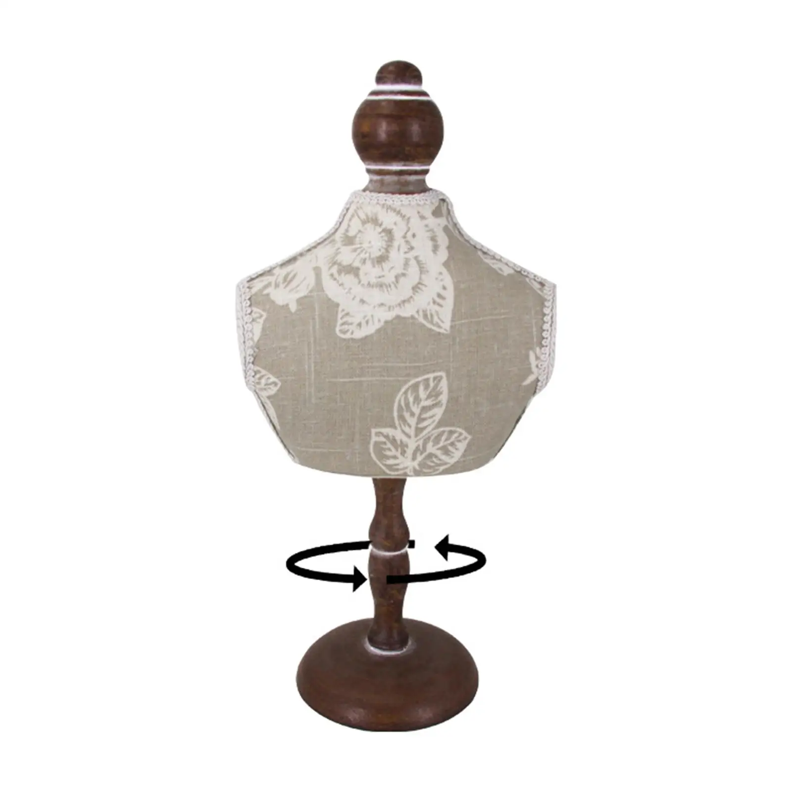 

Necklace Display Bust Stand Grace Photograph Prop Wooden Decor Jewelry Bust Pendant Chain Floral Pattern Model for Dresser Shop
