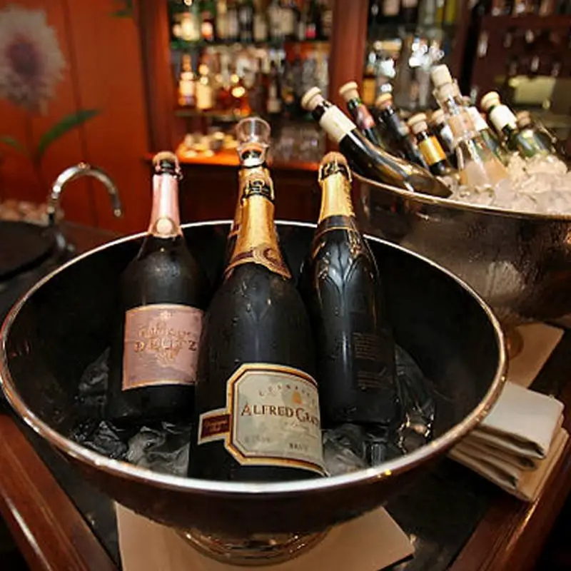 Stainless Steel Ice Bucket Metal Beer Barrel Champagne Wine Large Ice Bucket Large Cream Bowl Salad Dessert Serving Tools