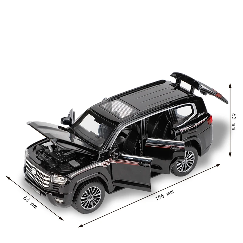 1/32 TOYOTA Land Cruiser LC300 SUV Miniature Diecast Toy Car Model Sound & Light Doors Openable Collection Gift For Boy Children 3