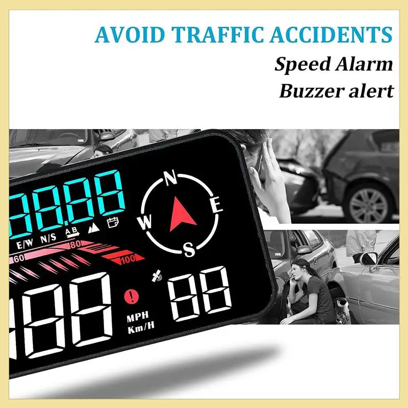G12 HUD Head-Up Display GPS Car Display Speeding Alarm Driving Speed Universal As Shown Easy Install Easy To Use