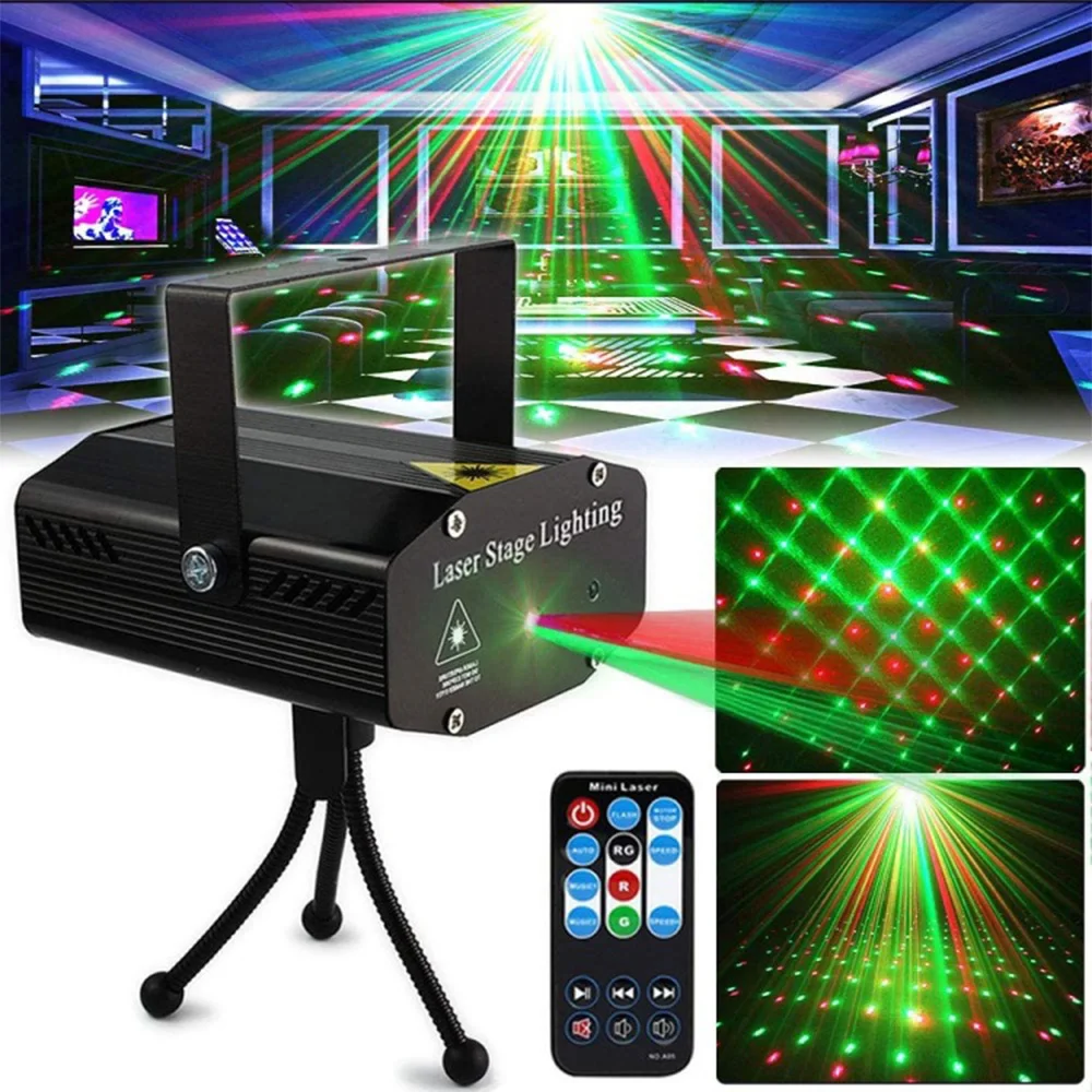 جهاز عرض ضوئي ليزر ديسكو صغير ، الأشعة فوق البنفسجية ، RGB LED ، DJ Strobe ، تأثير المسرح ، USB قابل لإعادة الشحن ، حفلة العيد ، إضاءة الكرة