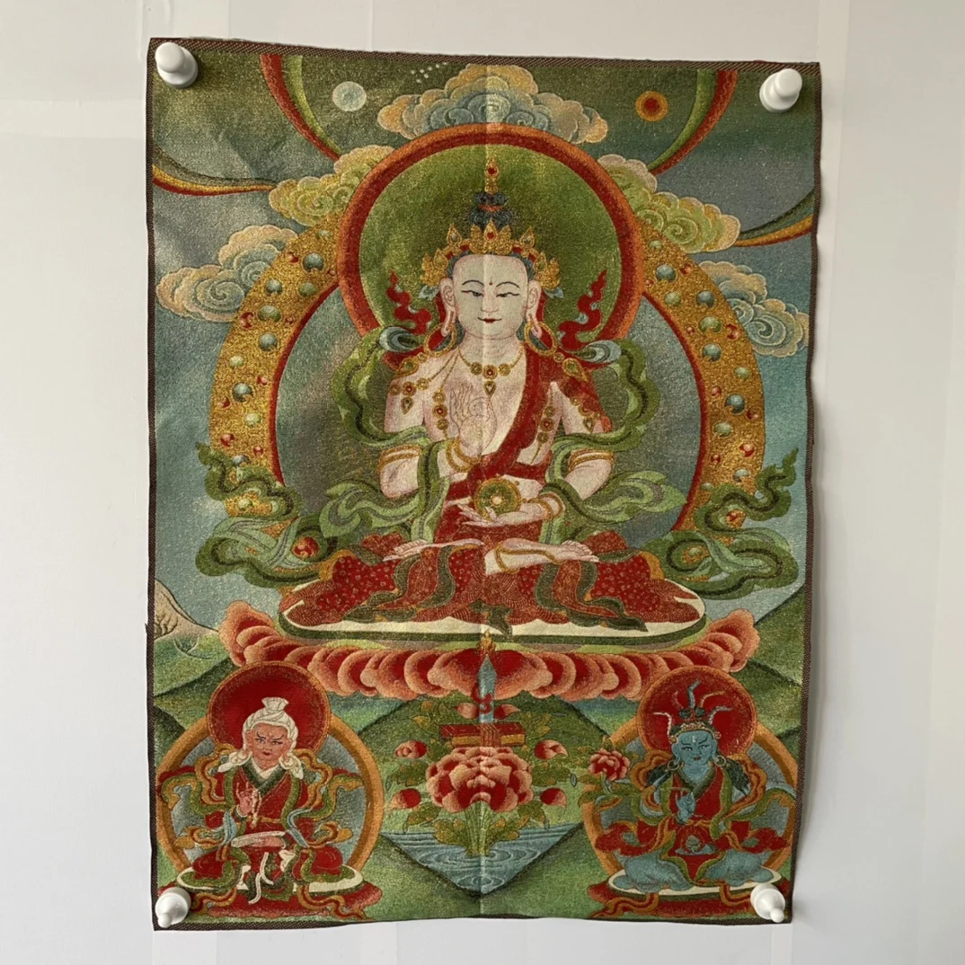 

Free Delivery China Elaborate Silk Embroidery Luck“Bodhisattva Buddha”Geomantic Thangka Painting Mural Household Decoration#143