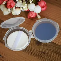 Double Fold Powder Puff Box Can Hold 2-4 Powder Puffs Transparent Dustproof Box Moisture-proof Cosmetic Case Home Trave 1