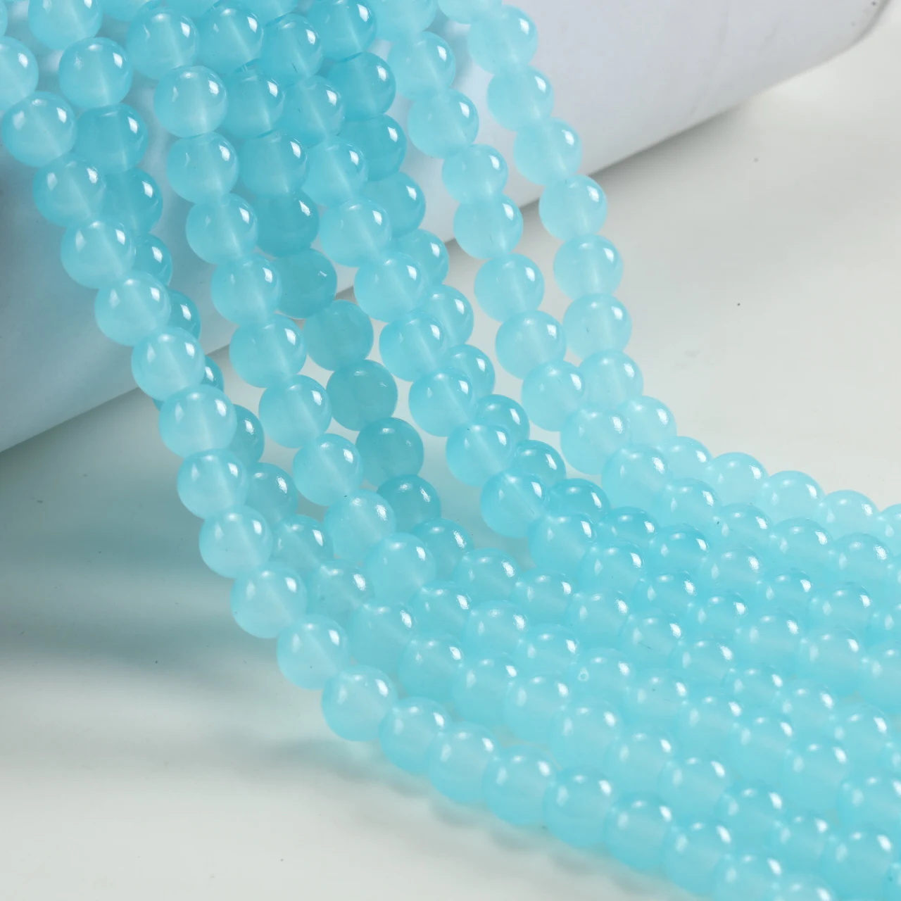 Light Lake Blue Glass Beads for Jewelry Making and Crafts, 8mm Round Beads (Bulk Pack)