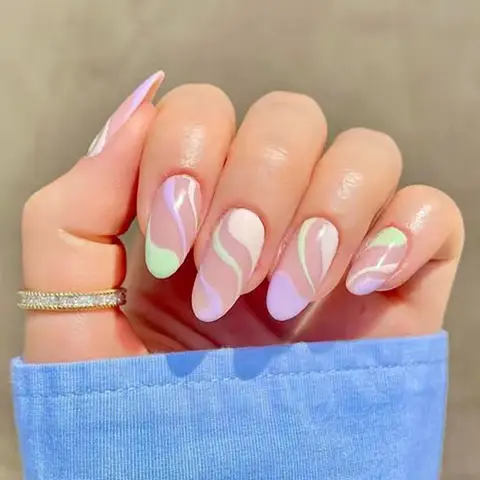 false nails almond coffee color design Artificial Ballerina Fake Nails With Glue Full Cover Nail Tips Press On Nails