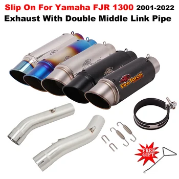 Slip On For Yamaha FJR 1300 2001 - 2022 FJR1300 FJR 1300 Moto Escape Motorcycle Exhaust System Muffler Double Middle Link Pipe
