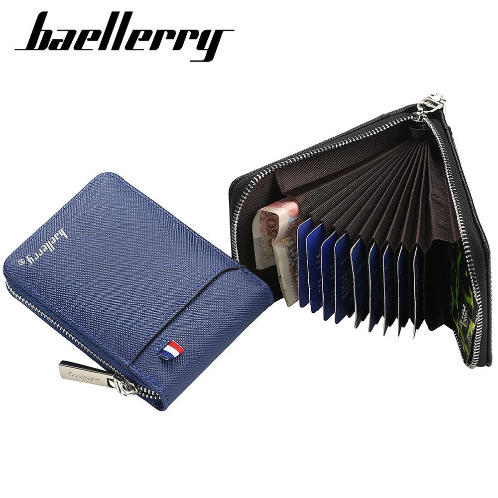 Baellerry Multifunctional Tech Wallet RFID Blocking Compact Zipper ID Holder Gift for Business Men
