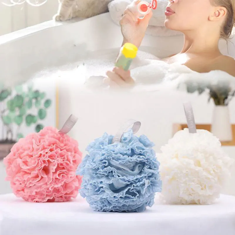 Soft Bath Scrub Bath Ball Body Clean Bath Puff Bathroom Supplies  Flower Scrubbing Bubble Shower Mesh Sponge Back Brush 5