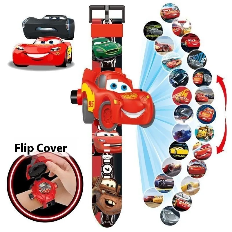 Cartoon Disney Cars Story 20 Pictures Children Projection Electronic Watch Lightning Mcqueen Action Figure Birthday Child Gifts