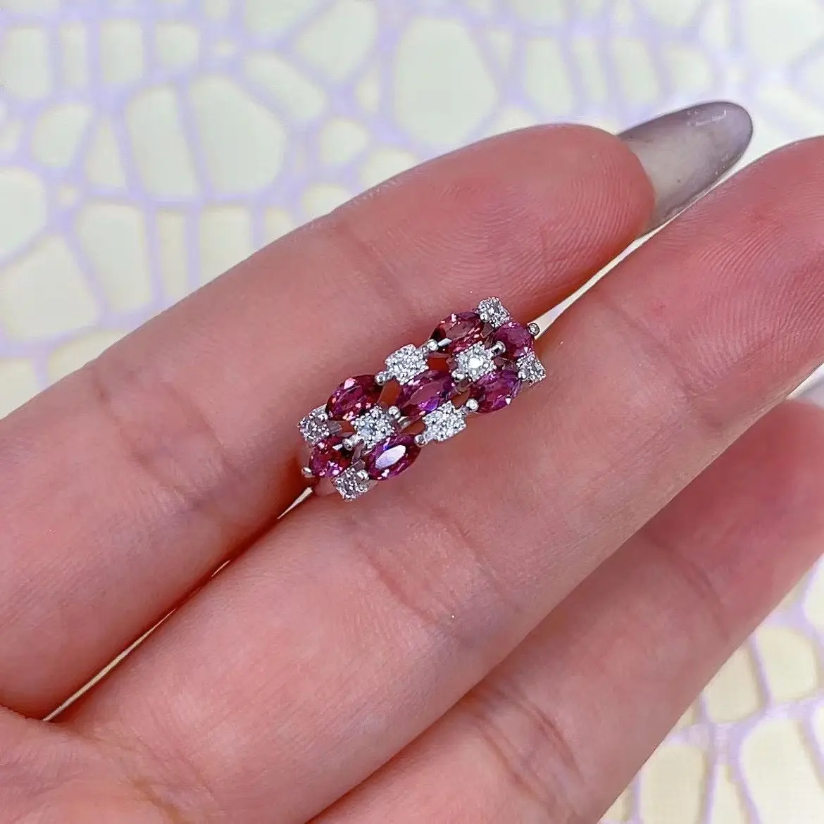 

Best Seller Garnet Fine Jewelry Woman Garnet Ring With Natural Garnet Gemstone 3*5mm Silver Garnet Ring Jewelry For Lady Gift