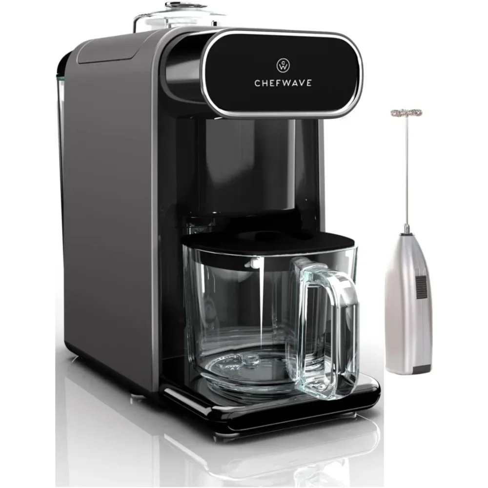 Milkmade Non-Dairy Milk Maker (Black/Silver) with Handheld Milk Frother (2 Items)