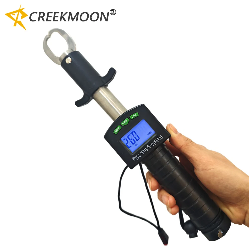 Pince à poisson digitale grip avec pesée et mesure règle inox pour pêche en mer et rivière
