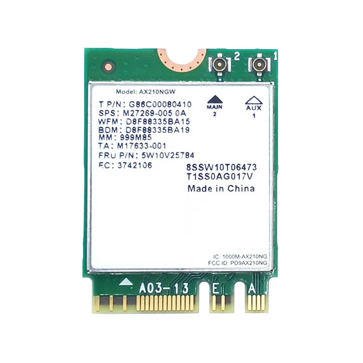 

AX210 Wi-Fi карта AX210NGW, сетевая карта, Двухдиапазонная 2,4 ГГц/5G Wi-Fi 6E M.2 NGFF 802.11Ax Bluetooth беспроводной адаптер