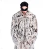 FEWQ 2024 Winter New Men Two-piece Niche Fur Plush Long Sleeved Coats Large Pocket Decoration Casual Trousers Men's Suit 24E5008 3