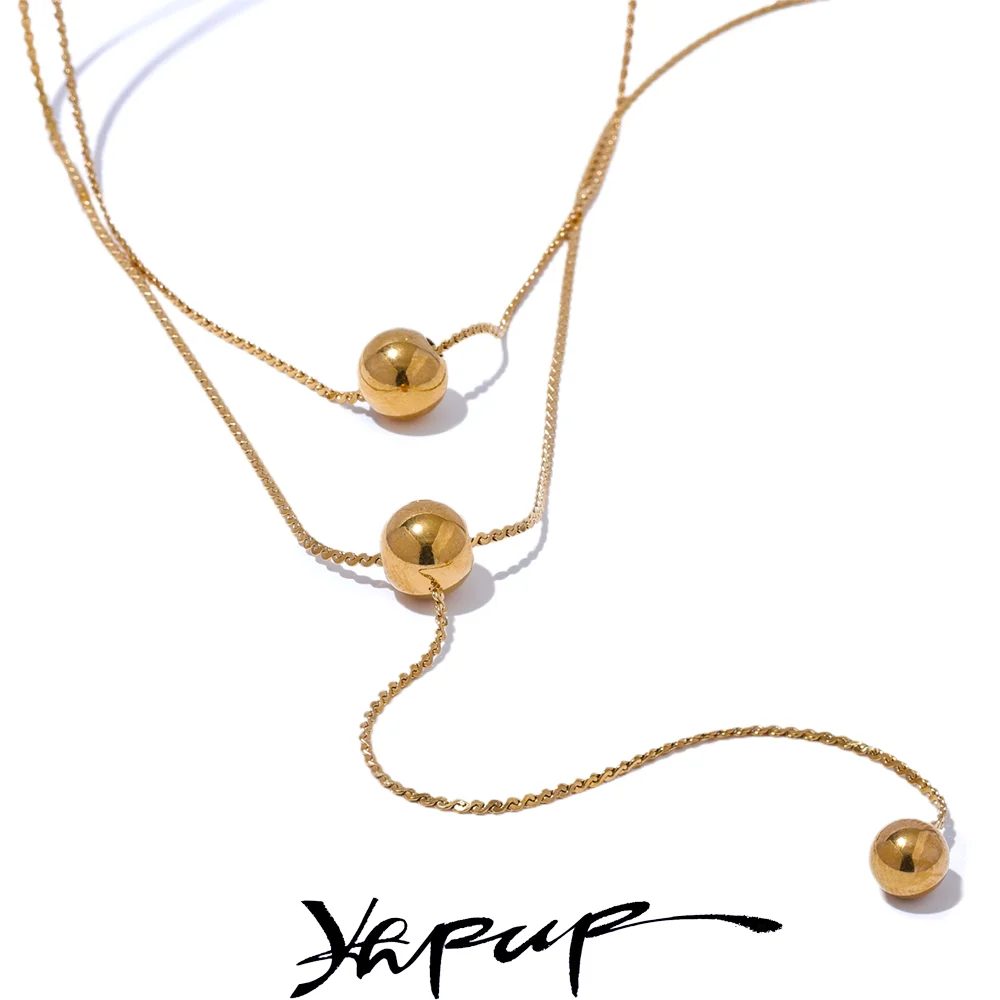 Yhpup Stainless Steel Long Layered Necklace