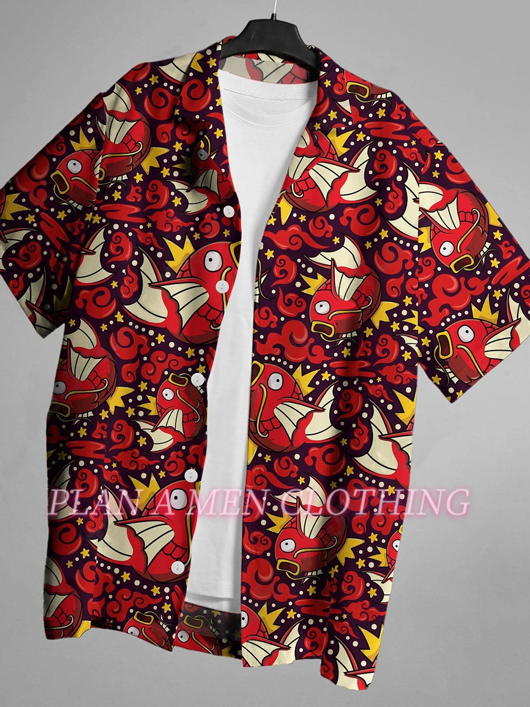 2025 Retro Hawaiian Flower Shirt For Men 3d fish print Short Sleeves Button Down men Shirts Beach Tops Blouse Clothes ﻿ 4
