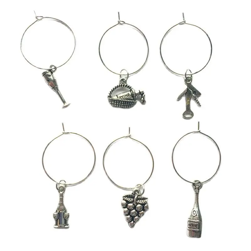 Set of 6PCS Wine charms New Fashion Design Wine Glass Charms Rings Marker Christmas Glass Marker Charms