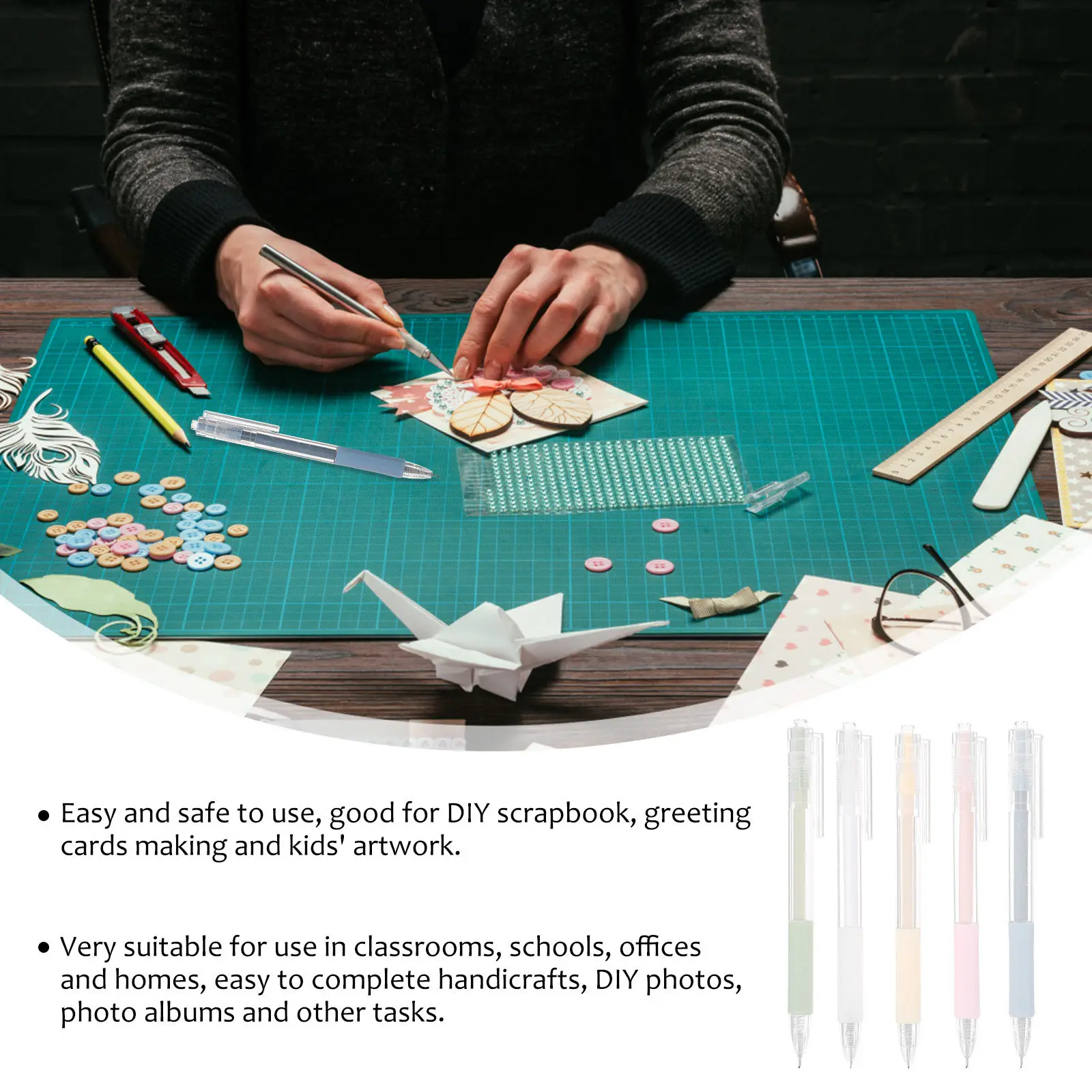 1 세트 공예 컷 펜 학생을위한 프리미엄 금속 플라스틱 안전 커팅 펜 DIY 스크랩북 종이 공예 사무실 가정용