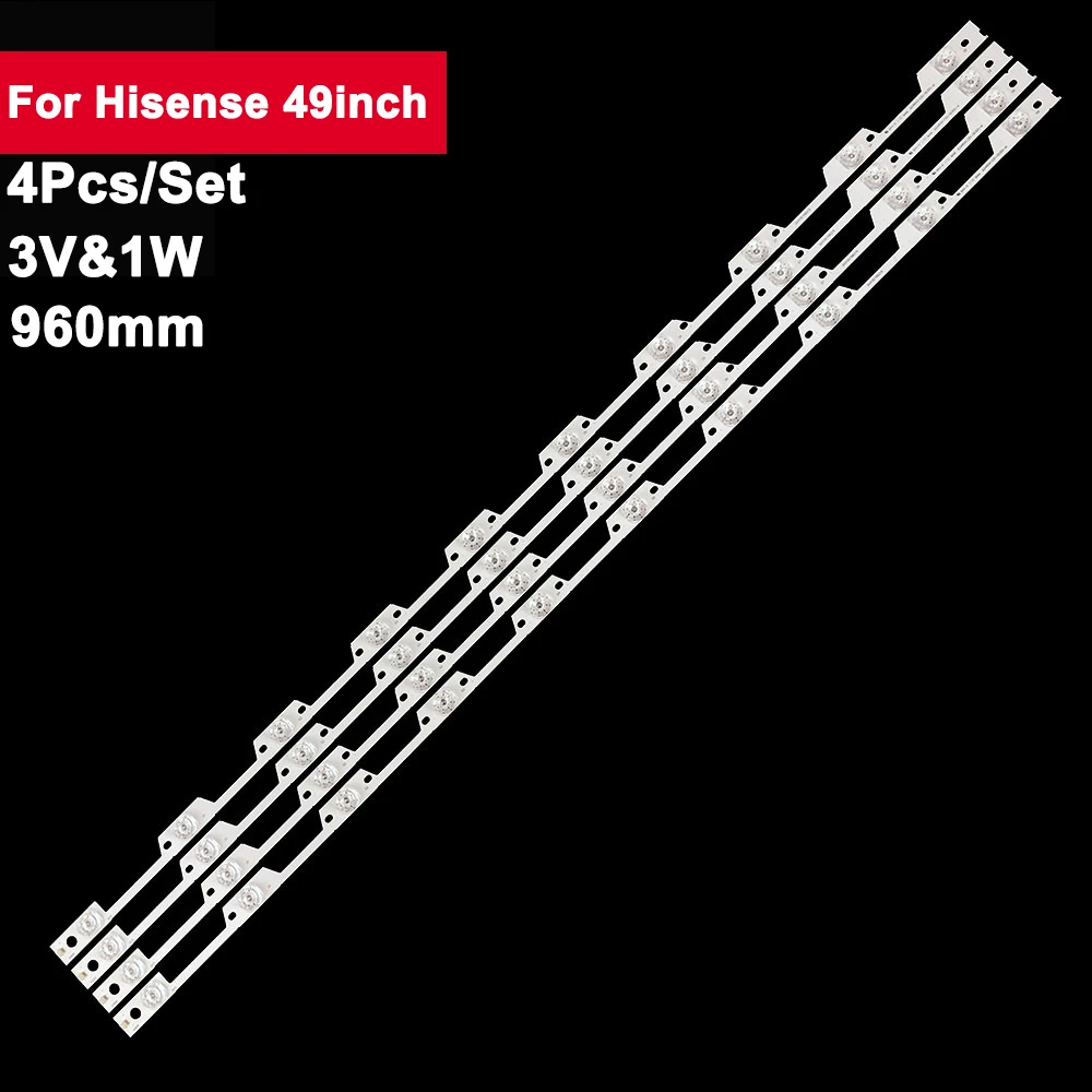 4 pcs/set 960 mm tv backlight strip led for Hisense 49 inch 10LED TH-49EX500C LED49N39U H49N5500UK H49N5700 JL.D490A1330-003DS-M 5pcs set 1099mm 58in led backlight strip for hisense 10led 58q620u 58r6e 58v1a 58h6550e 58b7200uw hz58a55 58q7330u 58r7e1 55r7e