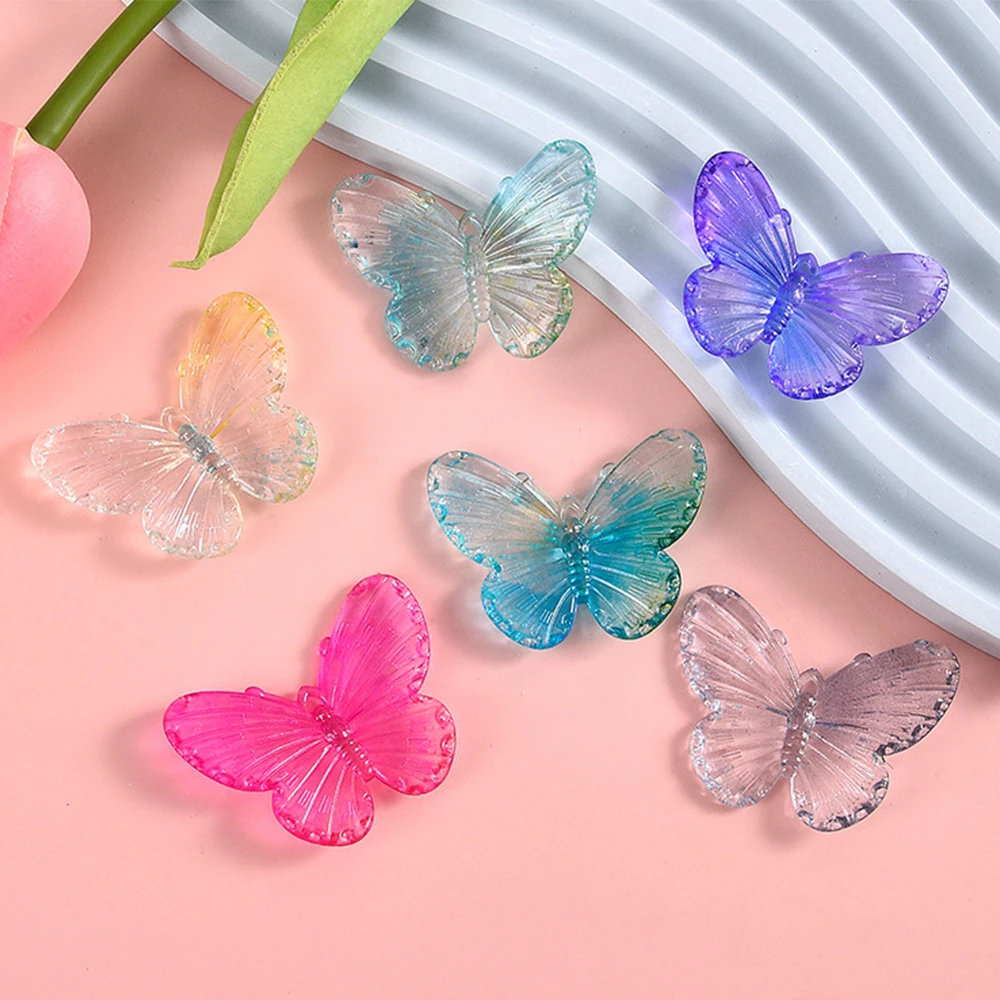 

10PCS 29x39mm Gradient Butterfly Resin Flat Back Cabochons For Hairpin Scrapbooking DIY Jewelry Craft Decoration Accessories