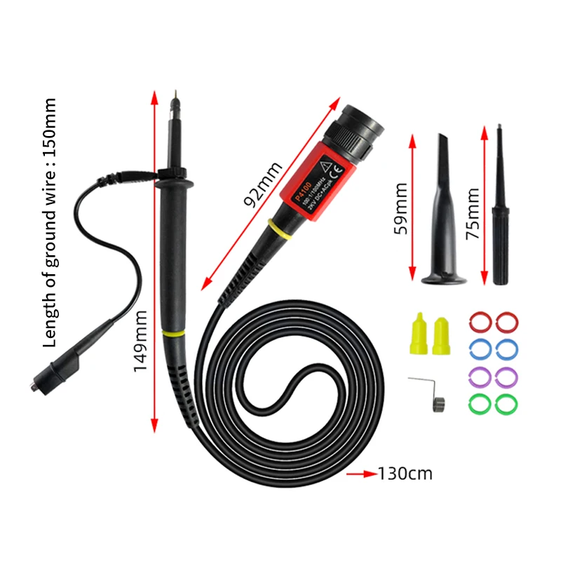 Hantek Attenuation 100X high voltage probe P4100 100Mhz MAX 2KV DC+AC suitable for BNC other brands of oscilloscopes oscilloscope probe,fixed attenuators