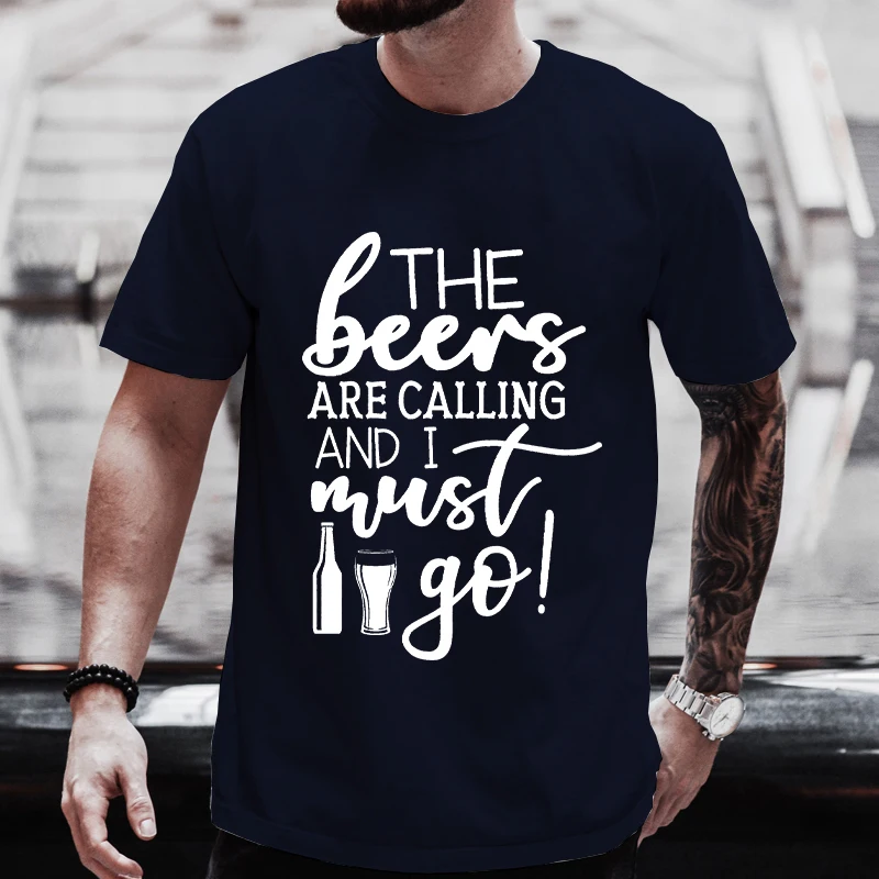 

Футболка мужская с надписью «The Beer is call and I Must Go»