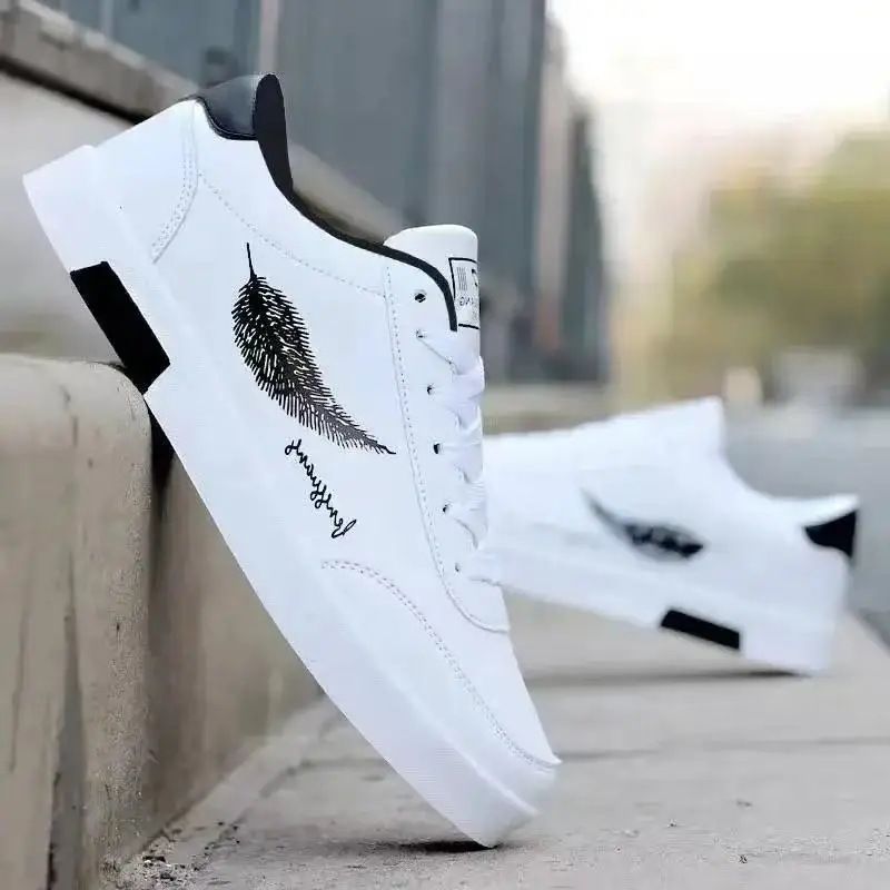 White Men Sports Shoes Trendy Men Casual Shoes Leather Man Flats Comfort Hard-Wearing Men's Casual Sneakers Zapatillas De Hombre