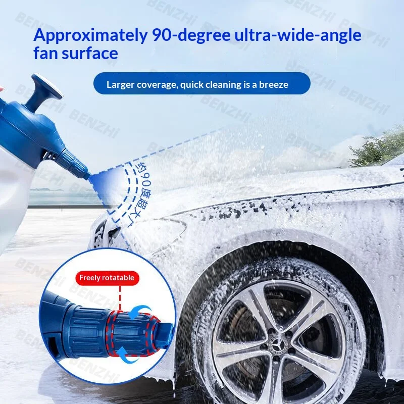 2L 수동 폼 스프레이 병 - 자동차 세차용, 가정용, 자동차 디테일링 및 식물 물주기용 휴대용 압력 분무기