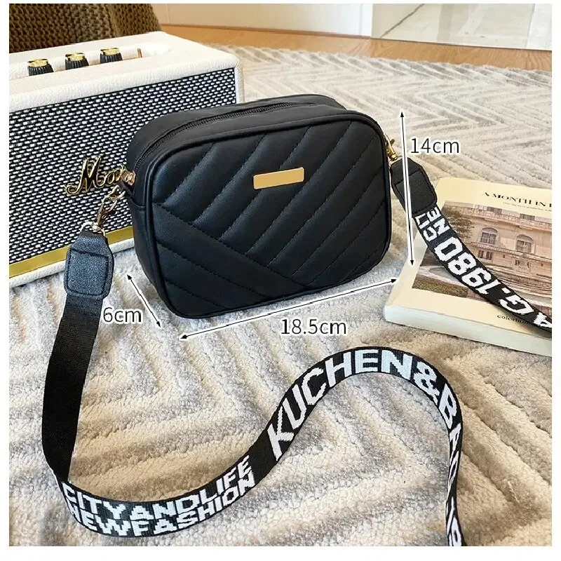 Crossbody Bag Womens Horizontal Square Rolling Camera Collar Grid Crossbody Phone Bag