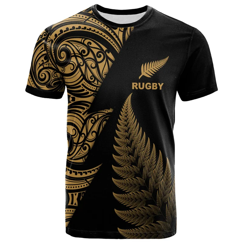 thumbnail image 1 of Camiseta con estampado 3D de pelota de rugby maorí de Nueva Zelanda, camisetas deportivas de secado rápido para hombres, ropa de gimnasio hawaiana de moda, 1 of 5