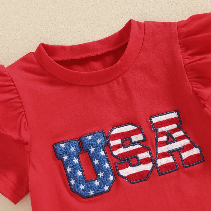

Baby Girl 4th Of July Outfits Toddler Ruffle T Shirt Shorts 2pcs Set Summer Infant Fourth Of July Clothes