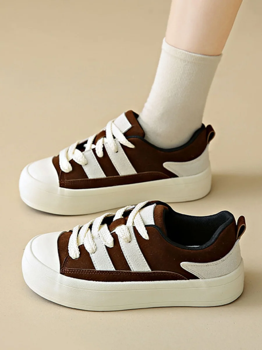 

Кроссовки женские универсальные на платформе, с круглым носком, разноцветные, в стиле ретро, осень 2023