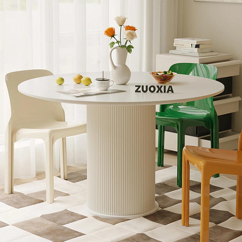 

White Nordic Dining Table Decor Round Waterproof Big Protective Dining Table Entryway High Neat Muebles Interior Decorations