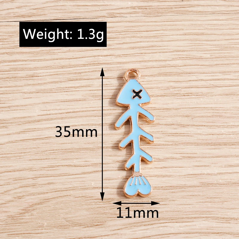 10 stücke 10x26mm Schöne Legierung Emaille Fisch Charms Anhänger für Schmuck Machen Frauen Mode Drop Earirngs Necklacecs handwerk Liefert – Detail 12