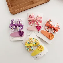 

Korean Style New Sweet Fabric Floral Bow Children's Side Clip Cute All-match Solid Color Girls Hairpin Hair Accessories barrette