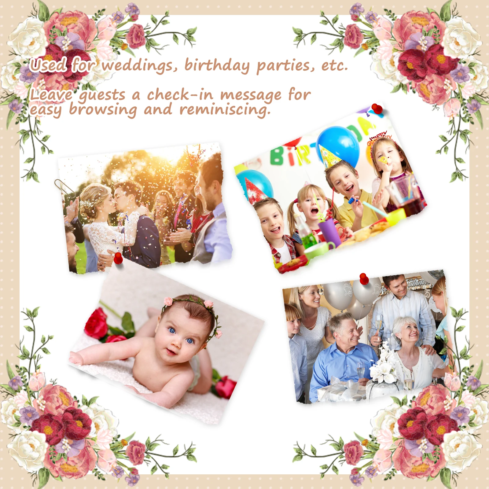 Personalized Wedding Guest Book Simple Elegant Wedding Party Reception Signature Book DIY Photo Gifts
