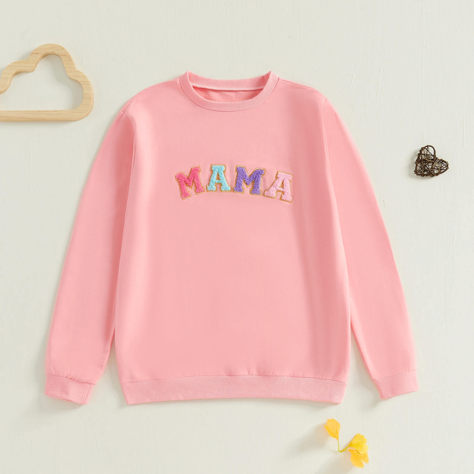 Citgeett Spring Mommy and Me Matching Outfits Long Sleeve Letter Embroidery Sweatshirts Pullovers Clothes 3