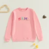 Citgeett Spring Mommy and Me Matching Outfits Long Sleeve Letter Embroidery Sweatshirts Pullovers Clothes 3