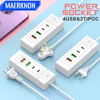 Multi Ports USB C Charger Power Strip PD Type C Fast Charging Wall Charger Socket Quick Charge 3.0 EU/US/UK Plug Power Adapter