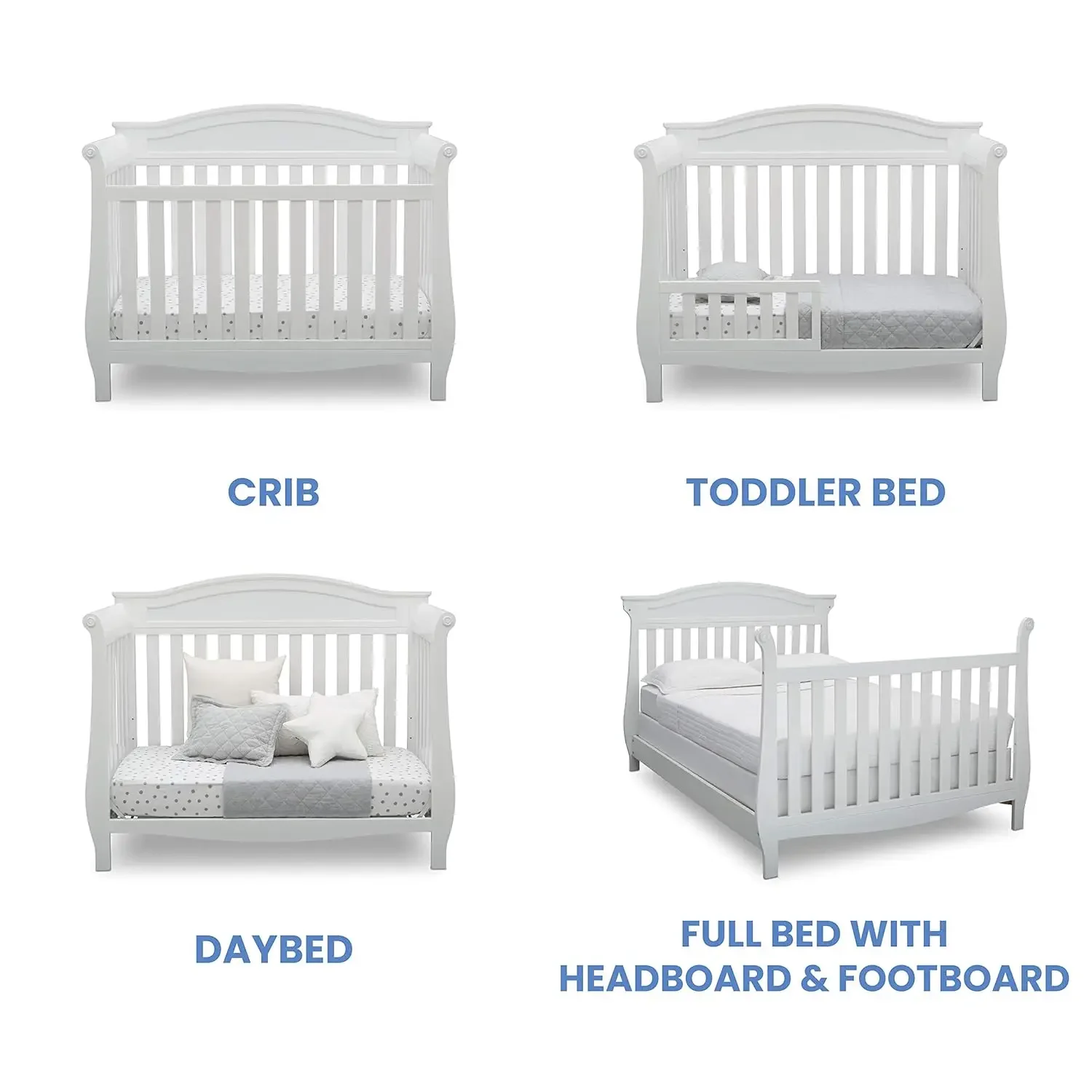 Children Lancaster 4-in-1 Convertible Baby Crib Bianca White