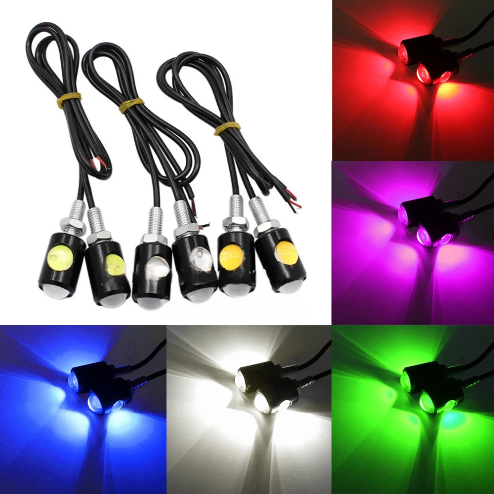 Motorcycle LED Lights Universal Motorcycle LED Eagle Eye Shape Mini License Plate Light Turn Signal Turn Indicator Tail Rear Light Brake Fog Lamp Bulb