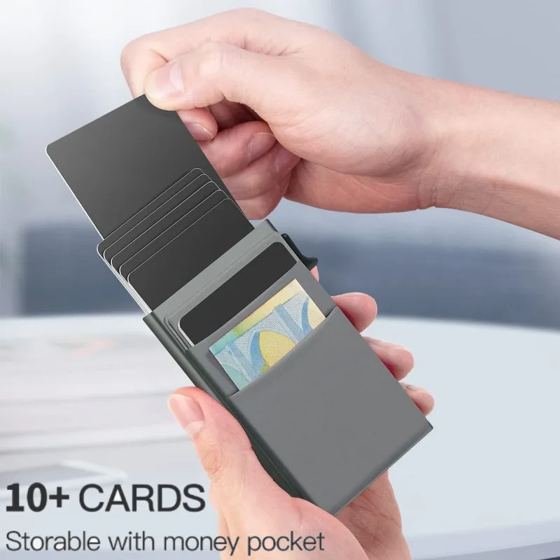 Portafoglio Sottile da Uomo con Blocco RFID, Porta Carte di Credito Smart Pop-Up, Porta Soldi Compatto, Porta Documenti e Banconote, Portafoglio da Donna