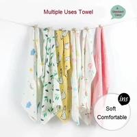Newborn Blankets Bamboo Bath Towel Baby Swaddle Kids Muslin Organic Cotton Fabric Super Soft Burp Cloth Monthly Wrap 60*60 CM 2